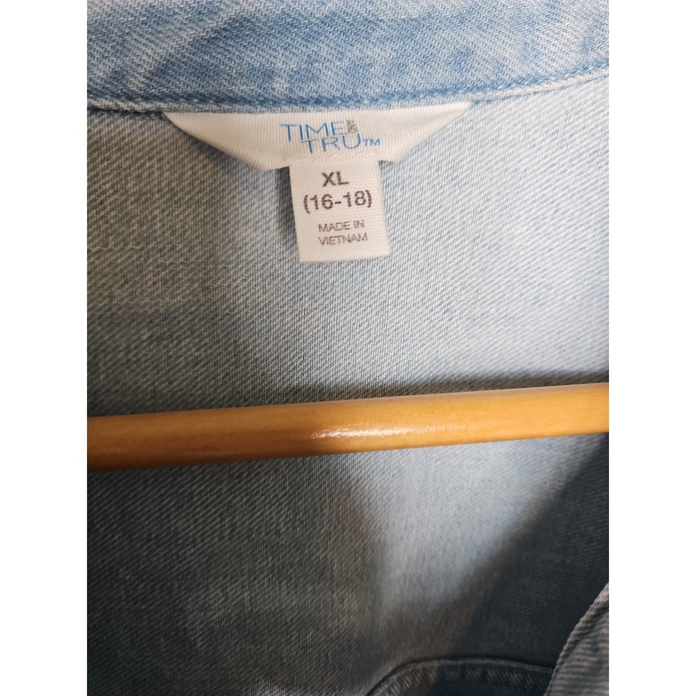 Time And Tru Denim Dress XL Blue Pockets Minimalist Cotton Basic Coastal Capsule - Picture 4 of 16